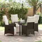 Set de masă pentru grădină cu pernă 5 pcs Maro poliratan GartenMobel Dekor