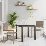 Set de masă pentru grădină cu pernă 3 pcs Gri poliratan GartenMobel Dekor