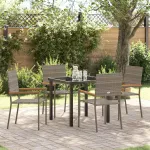 Set de masă pentru grădină cu pernă 5 pcs Gri poliratan GartenMobel Dekor