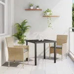 Set de masă pentru grădină cu pernă 3 pcs Bej poliratan GartenMobel Dekor