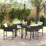 Set de masă pentru grădină cu pernă 5 pcs Maro poliratan GartenMobel Dekor