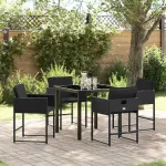 Set de masă pentru grădină cu pernă 5 pcs Negru poliratan GartenMobel Dekor