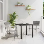 Set de masă pentru grădină cu pernă 3 pcs Gri poliratan GartenMobel Dekor