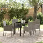 Set de masă pentru grădină cu pernă 5 pcs Gri poliratan GartenMobel Dekor