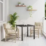 Set de masă pentru grădină cu pernă 3 pcs Bej poliratan GartenMobel Dekor