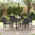 Set de masă pentru grădină cu pernă 5 pcs Gri poliratan GartenMobel Dekor