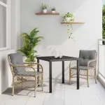Set de masă pentru grădină cu pernă 3 pcs Bej poliratan GartenMobel Dekor