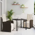 Set de masă pentru grădină cu pernă 3 pcs Maro poliratan GartenMobel Dekor