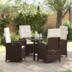 Set de masă pentru grădină cu pernă 5 pcs Maro poliratan GartenMobel Dekor