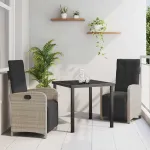 Set de masă pentru grădină cu pernă 3 pcs Gri deschis poliratan GartenMobel Dekor