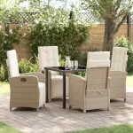 Set de masă pentru grădină cu pernă 5 pcs Bej poliratan GartenMobel Dekor