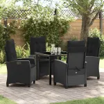 Set de masă pentru grădină cu pernă 5 pcs Negru poliratan GartenMobel Dekor