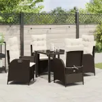 Set de masă pentru grădină cu pernă 5 pcs Maro poliratan GartenMobel Dekor