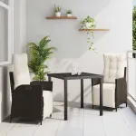 Set de masă pentru grădină cu pernă 3 pcs Maro poliratan GartenMobel Dekor