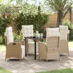 Set de masă pentru grădină cu pernă 5 pcs Bej poliratan GartenMobel Dekor
