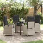 Set de masă pentru grădină cu pernă 5 pcs Gri deschis poliratan GartenMobel Dekor
