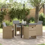 Set de masă pentru grădină 5 pcs Bej poliratan GartenMobel Dekor