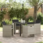 Set de masă pentru grădină 5 pcs Gri deschis poliratan GartenMobel Dekor