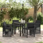 Set de masă pentru grădină 5 pcs Negru GartenMobel Dekor