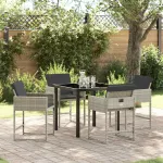 Set de masă pentru grădină 5 pcs Gri deschis poliratan GartenMobel Dekor