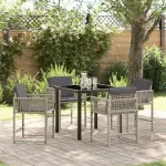 Set de masă pentru grădină 5 pcs Gri deschis poliratan GartenMobel Dekor