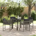 Set de masă pentru grădină 5 pcs Gri poliratan GartenMobel Dekor