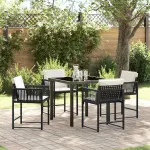 Set de masă pentru grădină 5 pcs Negru poliratan GartenMobel Dekor