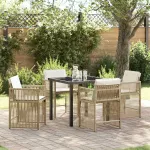 Set de masă pentru grădină 5 pcs Bej poliratan GartenMobel Dekor