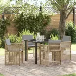 Set de masă pentru grădină 5 pcs Bej poliratan GartenMobel Dekor