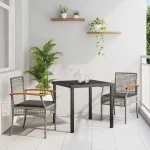 Set de masă pentru grădină cu pernă 3 pcs Gri și negru Ratan GartenMobel Dekor