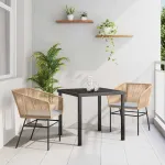 Set de masă pentru grădină 3 pcs Maro Oțel vopsit electrostatic GartenMobel Dekor