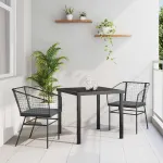 Set de masă pentru grădină 3 pcs Negru poliratan GartenMobel Dekor
