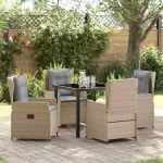 Set de masă pentru grădină 5 pcs Beige și gri deschis poliratan GartenMobel Dekor