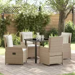 Set de masă pentru grădină 5 pcs Beige și gri deschis poliratan GartenMobel Dekor