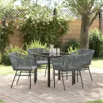 Set de masă pentru grădină 5 pcs Gri Oțel vopsit electrostatic GartenMobel Dekor