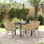 Set de masă pentru grădină 5 pcs Maro Oțel vopsit electrostatic GartenMobel Dekor