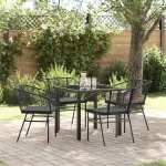 Set de masă pentru grădină 5 pcs Negru poliratan GartenMobel Dekor