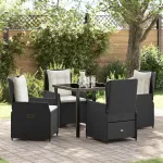 Set de masă pentru grădină 5 pcs Negru poliratan GartenMobel Dekor