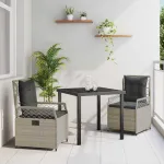 Set de masă pentru grădină 3 pcs Gri deschis poliratan GartenMobel Dekor