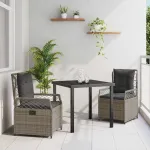 Set de masă pentru grădină 3 pcs Gri poliratan GartenMobel Dekor
