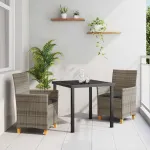 Set de masă pentru grădină 3 pcs Gri poliratan GartenMobel Dekor