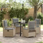 Set de masă pentru grădină 5 pcs Beige și gri deschis poliratan GartenMobel Dekor