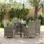 Set de masă pentru grădină 5 pcs Gri poliratan GartenMobel Dekor