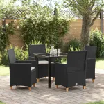 Set de masă pentru grădină 5 pcs Negru poliratan GartenMobel Dekor