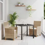 Set de masă pentru grădină 3 pcs Bej poliratan GartenMobel Dekor