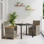 Set de masă pentru grădină 3 pcs Gri poliratan GartenMobel Dekor