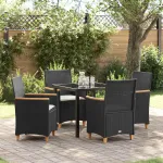 Set de masă pentru grădină 5 pcs Negru poliratan GartenMobel Dekor