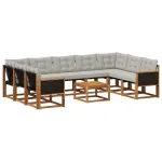 Set de canapele de exterior 10 pcs Natural și Gri deschis GartenMobel Dekor