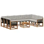 Set de canapele de exterior 10 pcs Natural și Gri deschis GartenMobel Dekor