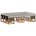 Set de canapele de exterior 10 pcs Natural și Gri deschis GartenMobel Dekor